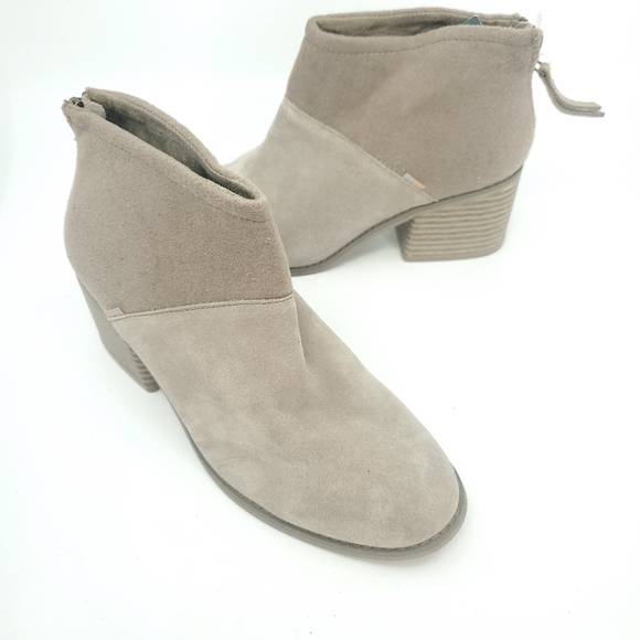 desert taupe suede and felt women's lacy booties